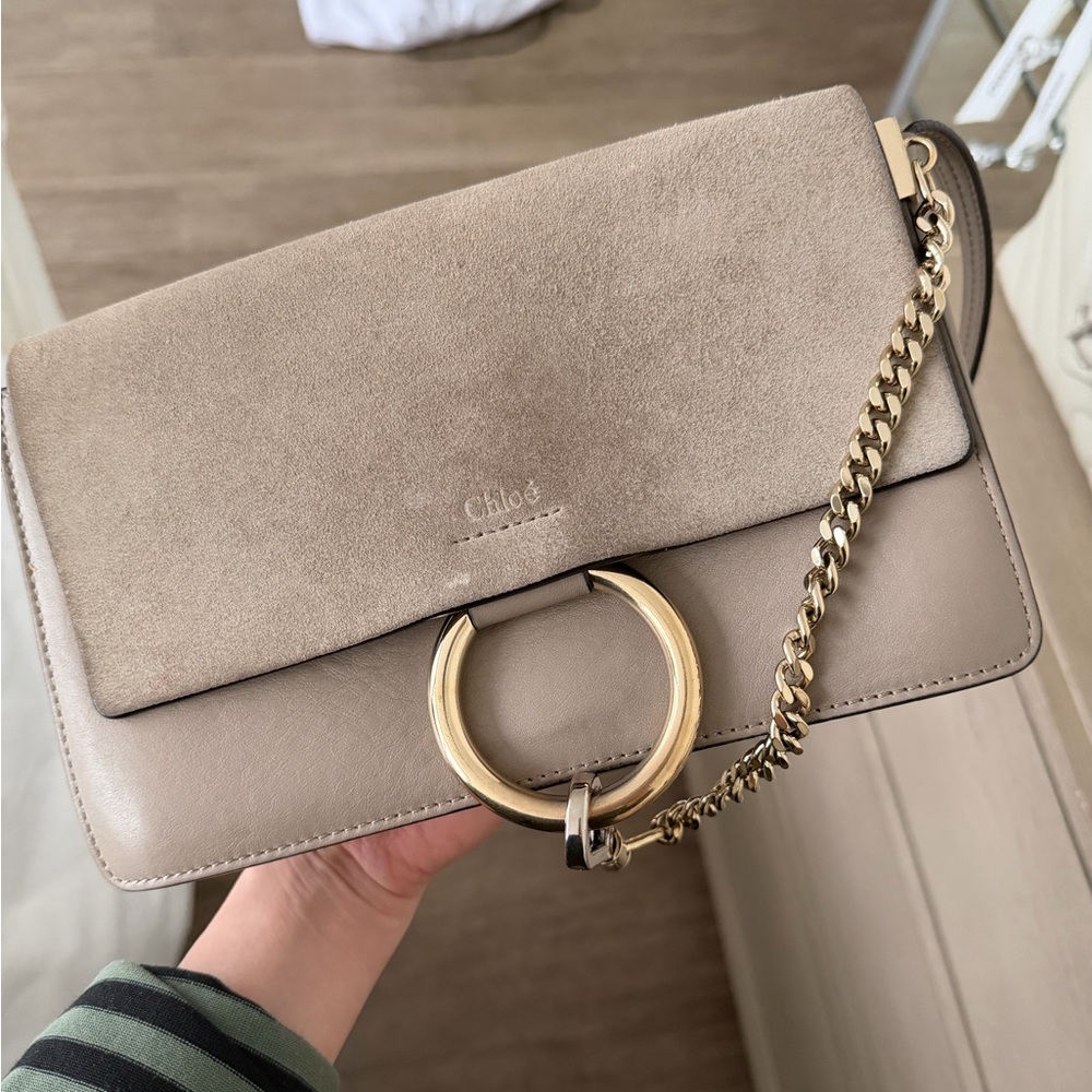Chloe Beige Leather and Suede Crossbody Bag - Picture 12 of 12